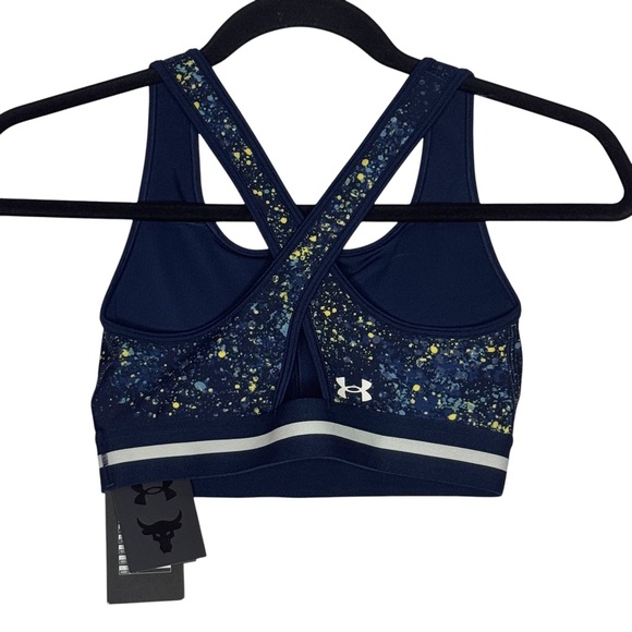 NWT | Under Armour Project Rock Printed Sports Bra | Size Small | Navy Speckle - Picture 3 of 8